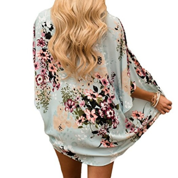 Women Floral Loose Half Sleeve Casual Cardigan - Picture 3 of 5